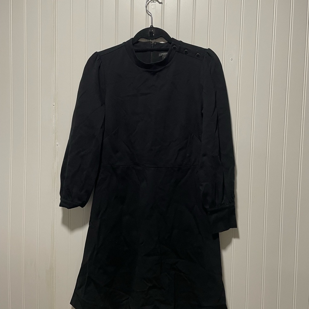 Ann Taylor Black Puff Sleeve Sheath Dress